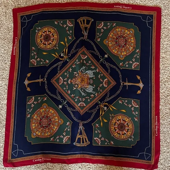 Carolina Herrera Silk Signed Hand-Rolled Hand Sewn 10/10 Rating Scarf - Picture 2 of 7